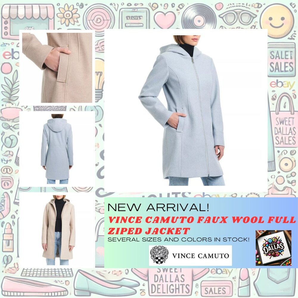 Vince Camuto Ladies' Faux Wool Hooded Full-Zip Jacket, Multi Sizes & Colors